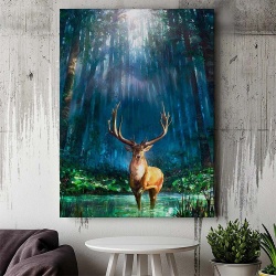 Tablou Canvas Modern Abstract - Stag in the forest - Img 2