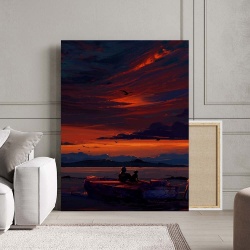 Tablou Canvas Modern Abstract - The fisherman and dog - Img 2