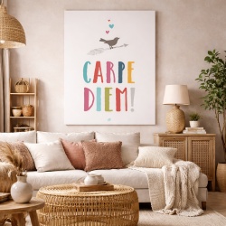 Tablou Motivational - Carpe diem (bird and colored letters)