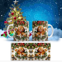 Cana De Craciun - Happy Gingerbread Man and Decorations - Img 2