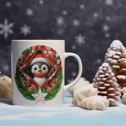 Cana De Craciun - Pinguin in buzunar cu cadouri (mesaj personalizat)