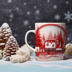 Cana De Craciun - Red and White Paper Landscape