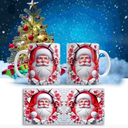 Cana De Craciun - Smiling Realistic Santa with Flowers - Img 2
