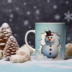 Cana De Craciun - Snowman and Blue Background