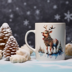 Cana De Craciun - Watercolor Reindeer