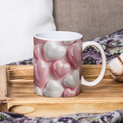Cana Valentine's Day - Inimi stralucitoare roz si alb - Img 1