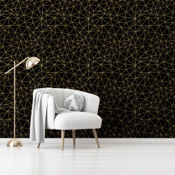 Fototapet Art Deco Fundal Negru cu Pattern Auriu 137 - Img 2