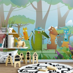Fototapet Copii - Joyful funny creatures (Painel085)