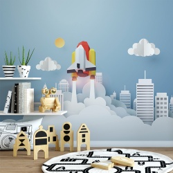 Fototapet Copii - Lansare racheta 3D (Painel044)