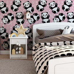Fototapet Copii - Panda pe fundal roz (Baby 091) - Img 2