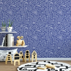 Fototapet Copii Pattern Stilizat pe Fundal Albastru 1012-P - Img 2