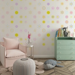 Fototapet Floral - Floricele minimaliste in culori vii (Floral 047)