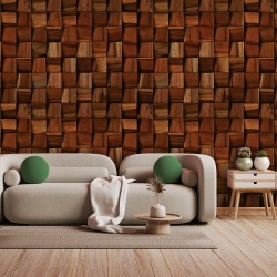 Fototapet Imitatie Lemn - Patratele texturate 3D (Wood 055) - Img 2