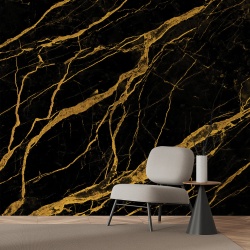 Fototapet Imitatie Marmura Neagra Simpla Cu Insertii Aurii 014 - Img 1