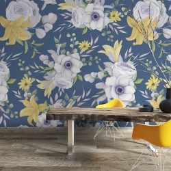 Fototapet - Wild white roses and lillies (FTD1000328)