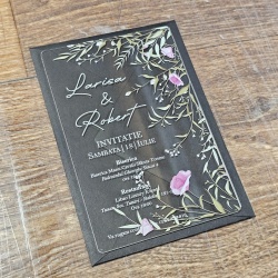 Invitatie plexi transparent 2mm - 10x15cm si plic negru set 20buc - Img 7