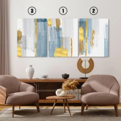 Set 3 Tablouri Blue strokes and golden shapes - Img 2