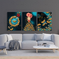 Set 3 Tablouri Canvas - 3D Butterflies - Img 2