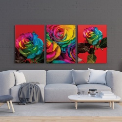 Set 3 Tablouri Canvas - Rainbow roses - Img 2