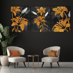 Set 3 Tablouri Canvas - Royal golden lillies - Img 2