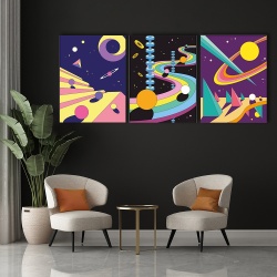 Set 3 Tablouri Cartoon space