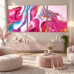 Set 3 Tablouri - Pink Marble