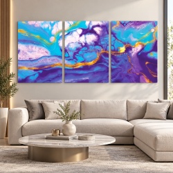 Set 3 Tablouri - Purple Marble