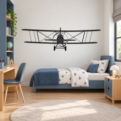 Sticker De Perete Flying Biplane Airplane Aircraft