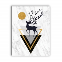 Tablou Canvas Deer And Abstract Shapes - Img 3