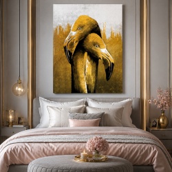 Tablou Canvas - Flamingo aurii