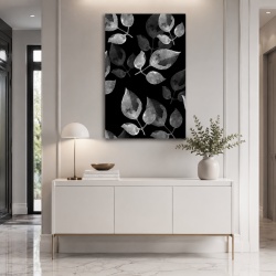 Tablou canvas - Frunze pictate pe fundal negru (Floral 055)