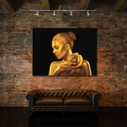 Tablou Canvas Golden Lady With Rose - Img 4