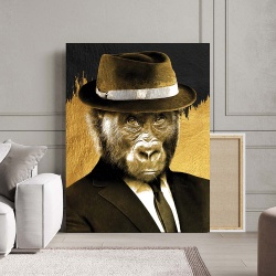 Tablou Canvas - Golden Monkey with Hat - Img 2