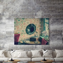 Tablou Canvas Interior Vechi Cu Gramofon - Img 4