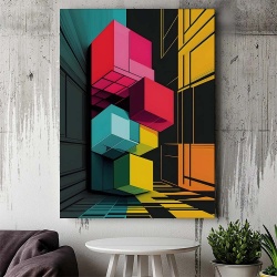 Tablou Canvas Modern Abstract - 3D Colorful cubes