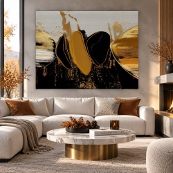Tablou Canvas Modern Abstract - Abstract painting with golden powder and rust