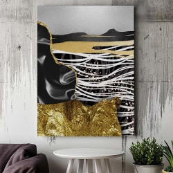 Tablou Canvas Modern Abstract - Abstract white and golden waves