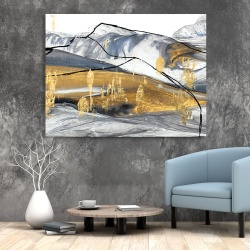 Tablou Canvas Modern Abstract - Charcoal sketch with golden patches