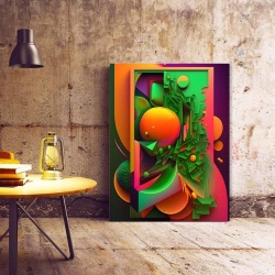Tablou Canvas Modern Abstract - Orange and green 3D abstract art - Img 2