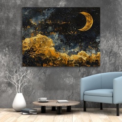 Tablou Canvas Modern Abstract - Painted golden clouds and moon
