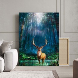 Tablou Canvas Modern Abstract - Stag in the forest - Img 3
