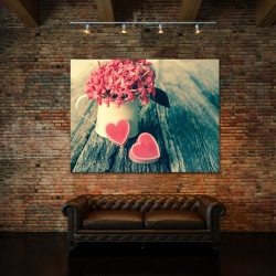 Tablou Canvas Pink Hearts And Flowers - Img 3