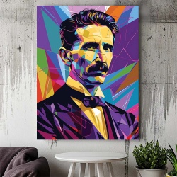 Tablou Canvas - Tesla Polygonal Portrait - Img 4
