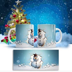 Cana De Craciun - Snowman and Blue Background - Img 2