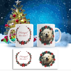 Cana De Craciun - Urs polar cu beculete (mesaj personalizat)