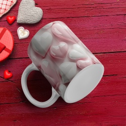 Cana Valentine's Day - Inimi stralucitoare roz si alb - Img 3