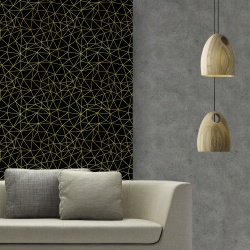 Fototapet Art Deco Fundal Negru cu Pattern Auriu 137 - Img 3