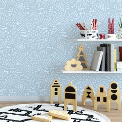 Fototapet Copii Pattern Geometric Abstract cu Fundal Bleu Pastel 1012-G - Img 4