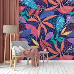 Fototapet - Hand drawn colorful abstract leaves pattern (FTD1000345) - Img 3