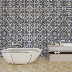 Fototapet Imitatie Faianta - Placi cu ornamente in galben si albastru (Tile 033) - Img 2